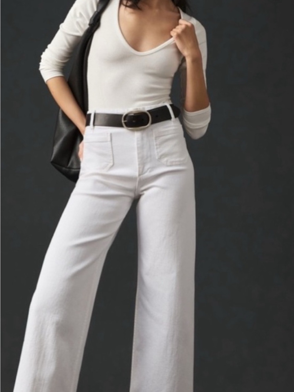 Maeve Anthropologie white cream jeans